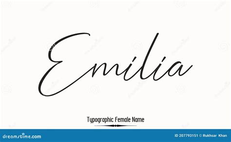 Имя эмилия калечение в стильном помечая буквы Cursive тексте Typography ...