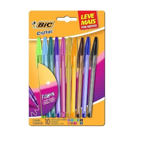 Canetas Coloridas Bic Cristal Fashion Cores Vibrantes Ponta