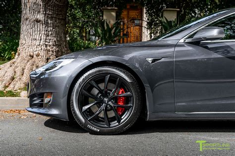 Midnight Silver Metallic Tesla Model S With 19 Tss Flow Forged Wheels