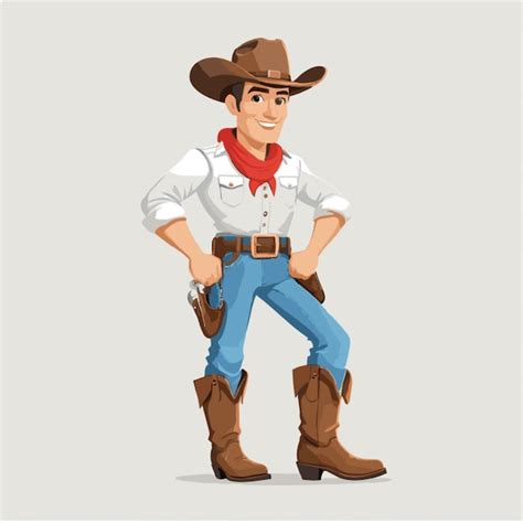 Vetor De Cowboy Em Um Fundo Branco Vetor Premium