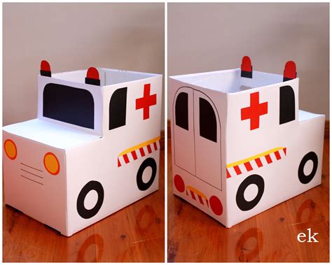 Box Vehicles Ambulance Craft Cardboard Car Cardboard Box Crafts