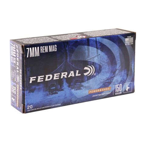 Federal Power Shok Rifle Ammunition 7mm Remington Magnum Ammo 150 Grain