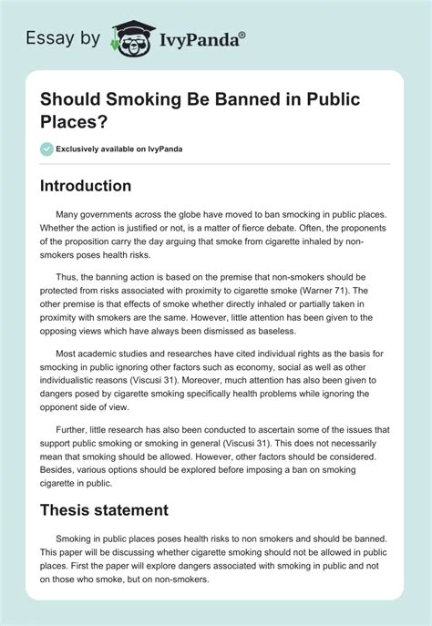 Should smoking be banned in public places? - 1345 Words | Essay Example