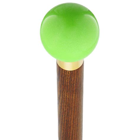 Green Apple Metallic Round Knob Cane W Custom Color Ash Shaft