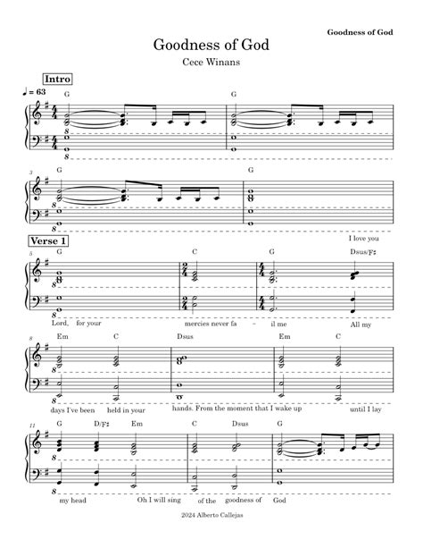 Goodness Of God Cece Winans Goodness Of God Cece Winans Sheet Music For Piano Solo Easy