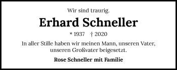 Traueranzeigen Von Erhard Schneller Trauerundgedenken De