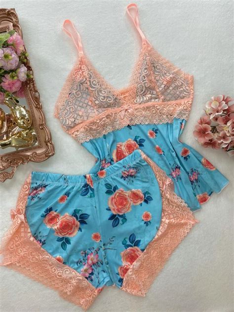 Baby Doll Safira Floral Caliente Lingerie