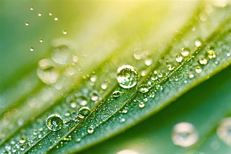 Water Drops Sparkle On Leaf In Sunlight With Stock Photo At