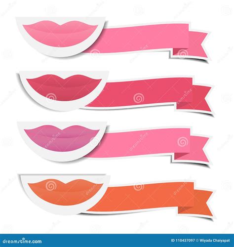 Mouth And Shades Of Lipstick With Ribbons Stock Vector Illustration