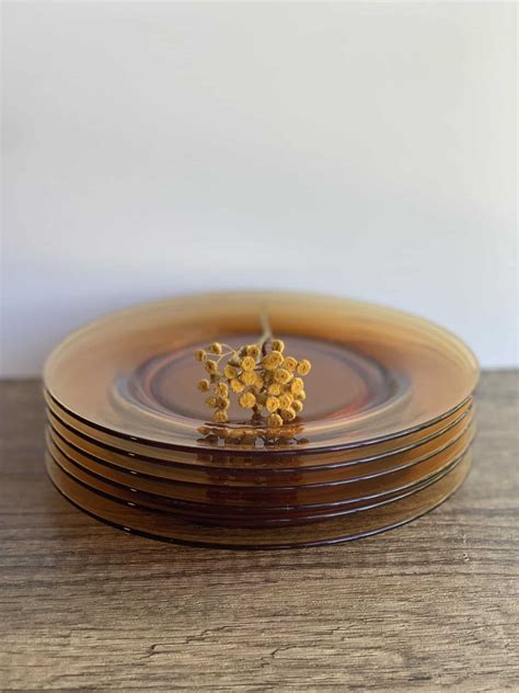 Amber Glass Plates Vintage Keepers