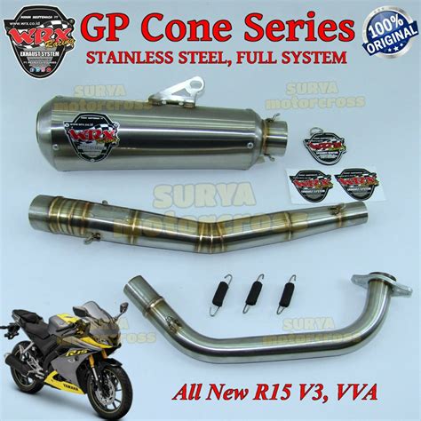 Jual Knalpot Racing Motor WRX GP Cone SS Series ALL NEW R15 V3 VVA MT15