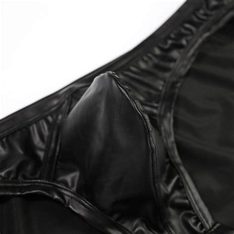 Mens Faux Leather Briefs Underwear T Back G String Thongs Lingerie Underpants EBay