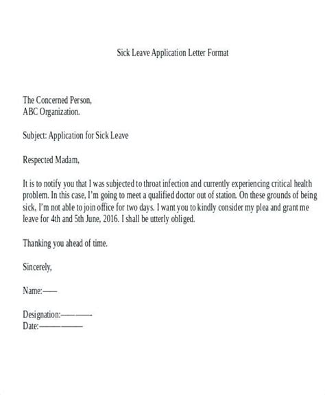 How To Write Letter For Medical Leave Printable Online