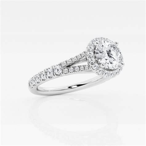 Ctw Round Lab Grown Diamond Split Shank Halo Engagement Ring