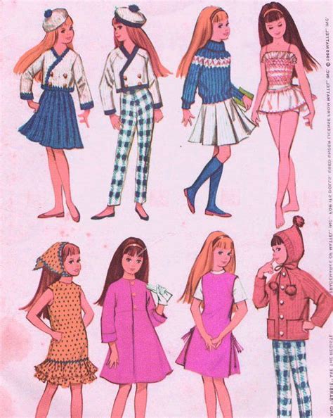 Sewing Fiber Kits How To 1960s Skipper Wardrobe Pattern For 9 Dolls