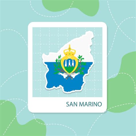 Pegatinas de mapa de san marino con patrón de bandera en marco Vector