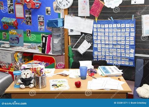 School Teachers Classroom Desk Stock Image Image Of Busy Primary 33281371