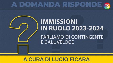 Immissioni In Ruolo 2023 2024 Parliamo Di Contingente E Call Veloce Video Tutorial Youtube