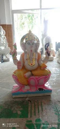 Multicolor Ganesh Ji Marble Statue Marble Ganesh Murti Size Fit