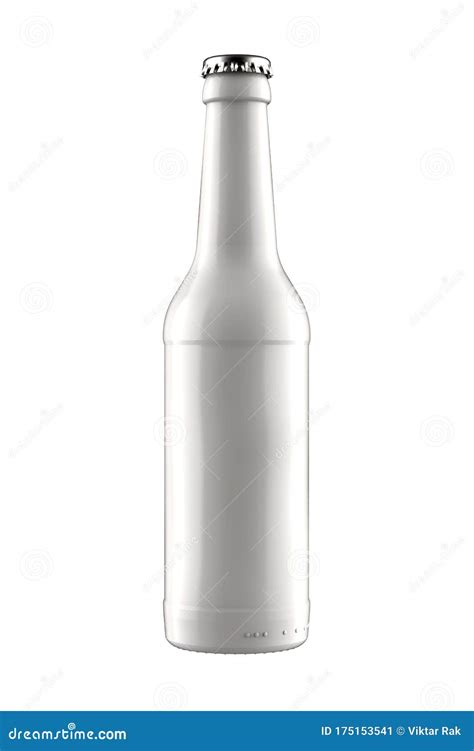 White Opaque Glass Or Ceramic 12 Oz Beer Or Water Bottle Isolated On White Stock Illustration