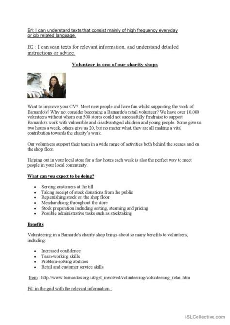 21 Volunteering English Esl Worksheets Pdf And Doc