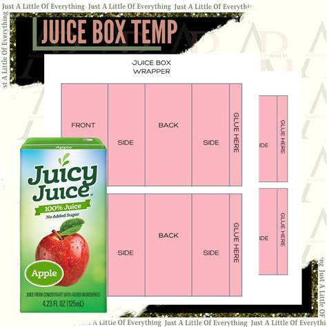 Juice Box Template Juice Box Party Favors Diy Etsy