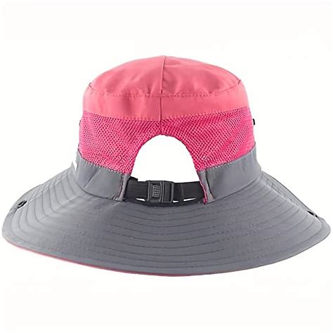 Womens Ponytail Sun Hat UV Protection Bucket Hats Foldable Wide Brim ...