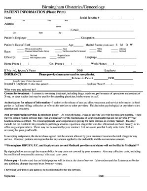 Gynecology Assessment Format Fill Online Printable Fillable Blank