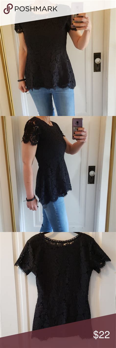 Isaac Mizrahi Black Lace Peplum Top