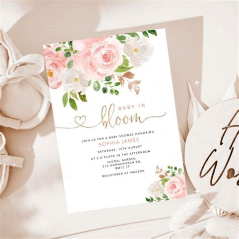 Baby In Bloom Invitation Template Printable Wildflower Baby Shower