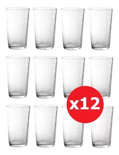 Set X12 Vaso Largo Durax Cobra De Vidrio 350 Cc Color Transparente