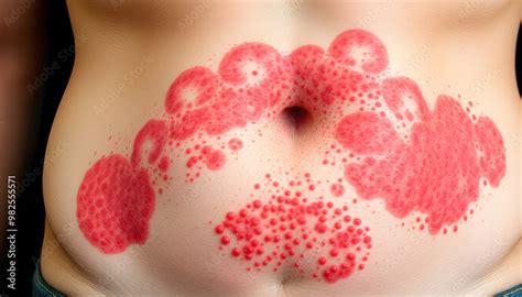 Large Red Inflamed Scaly Rash On The Stomach Acute Psoriasis On The