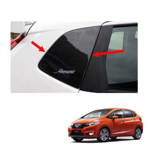 Exterior Rear Door Pillar Post Carbon Black 2Pc For Honda Jazz Fit GK5