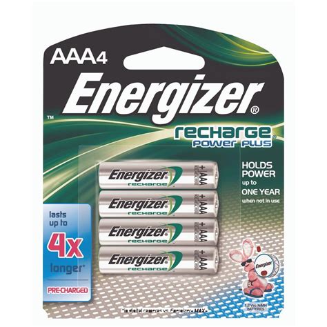 Energizer Nimh Aaa Recharge Battery 4 Pack Nh12bp 4 The Home Depot