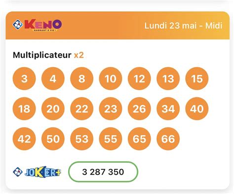 Résultat KENO 23 mai 2022 tirage FDJ Midi et Soir Tirage Complet