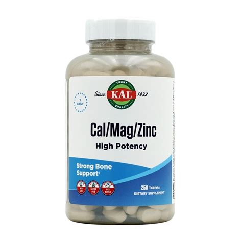 상품 상세보기 KAL 칼 칼슘 마그네슘 아연 하이 포텐시 250 타블렛 Cal Mag Zinc High