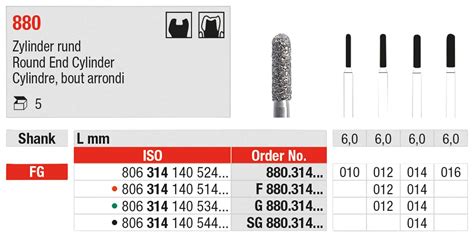 Diamanten 880 5 Stück Standard FG Figur 140 Zylinder rund 6 mm ISO