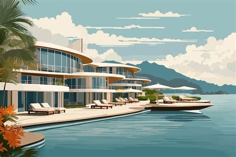 Premium Vector Luxury Resort In The South China Sea Illustration