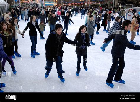 Ice Skating at the Winter Wonderland ice rink situated in London's Hyde park corner for the ...