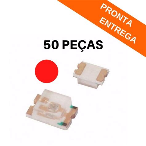 Kit 50 peças Led SMD Vermelho 0805 160MCD