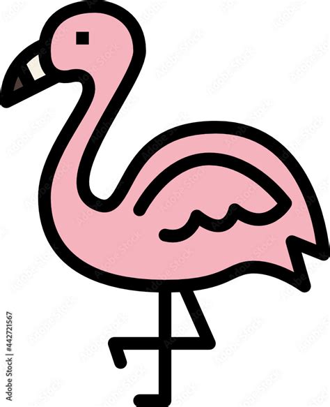 Flamingo Color Outline Icon Stock Vector Adobe Stock