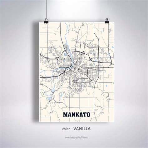 Mankato Map Print Mankato City Map Minnesota MN USA Map | Etsy