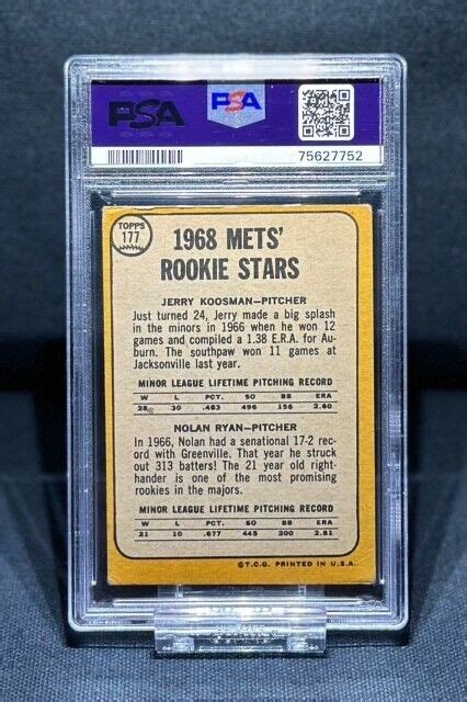 1968 Topps 177 Mets Rookies J Koosman N Ryan PSA 2 GOOD EBay