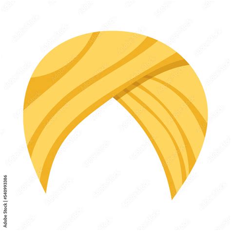 Arabian or Indian yellow turban cartoon illustration. Traditional Sikh hat, pagri or headgear ...