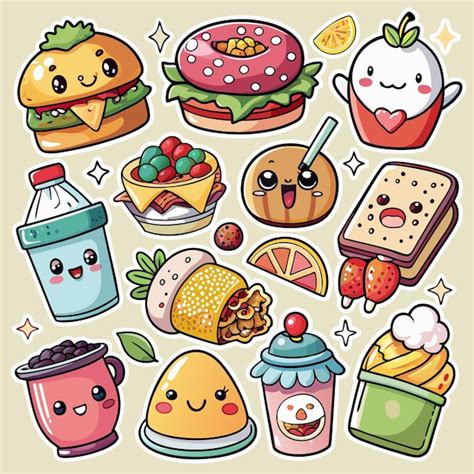 Premium Vector Cute Cartoon Food Characters With Happy Faces