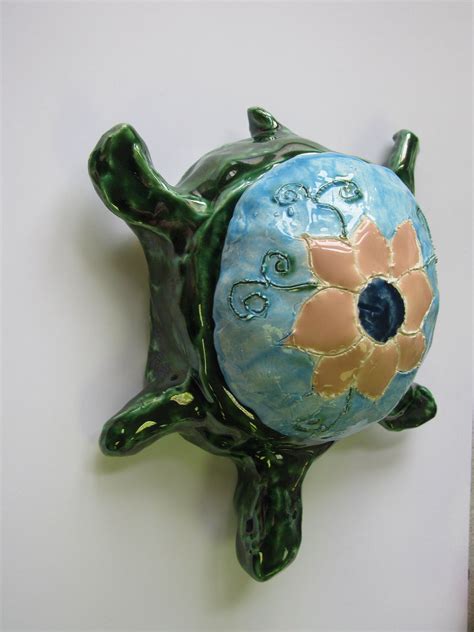 Th Grade Ceramic Turtle Sculpture With Removable Shell Approx