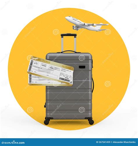 Travel Holiday Vacation Concept. Modern Luxury Plastic Gray Suitcase