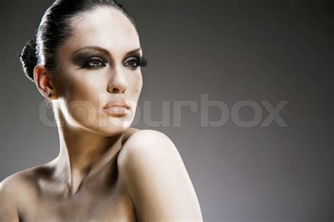 Pretty Young Woman Studio Stylish Portrait Stock Image Colourbox