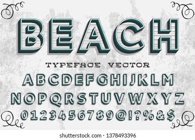 Complete Beach Alphabet Letters Numbers Font Stock Vector Royalty Free