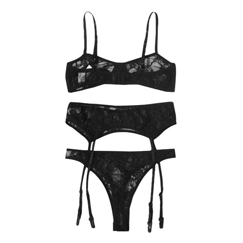 25 Woman Sexy Lingerie Set Three Point Lace See Through Bra Underwear